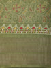 Soft Olive Green Floral and Paisley Printed Design Mixed Cotton Saree with Zari Border