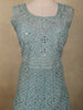 Soft Pastel Aqua Blue Floral Thread and Mirror Embroidered Design Net Anarkali Gown with Dupatta