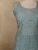 Soft Pastel Aqua Blue Floral Thread and Mirror Embroidered Design Net Anarkali Gown with Dupatta