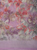 Soft Pastel Lavender Floral Printed Design Linen Cotton Saree