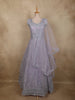 Soft Pastel Lavender Lilac Floral Thread and Mirror Embroidered Design Net Anarkali Gown with Dupatta