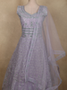 Soft Pastel Lavender Lilac Floral Thread and Mirror Embroidered Design Net Anarkali Gown with Dupatta