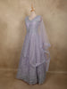Soft Pastel Lavender Lilac Floral Thread and Mirror Embroidered Design Net Anarkali Gown with Dupatta