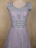 Soft Pastel Lavender Lilac Floral Thread and Mirror Embroidered Design Net Anarkali Gown with Dupatta