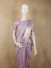 Soft Pastel Lavender Paisley Butta Zari Woven Design Pure Kanchipuram Silk Saree with Silver Zari Border
