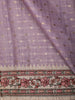 Soft Pastel Lavender Striped Zari Woven Design Pure Tussar Saree with Floral Border