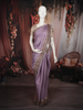 Soft Pastel Lavender Striped Zari Woven Design Pure Tussar Saree with Floral Border