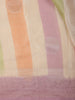 Soft Pastel Multicolor Striped Zari Woven Design Semi Banarasi Saree with Lavender Purple Border
