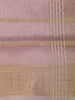 Soft Pastel Pink Striped Zari Woven Tissue Saree with Golden Zari Border