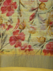 Soft Pastel Pistachio Green Floral Printed Design Mixed Linen Cotton Saree