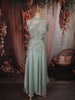 Soft Pastel Sage Green Sequins and Beads Embroidered Design Georgette Party Wear Lehenga