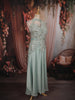 Soft Pastel Sage Green Sequins and Beads Embroidered Design Georgette Party Wear Lehenga
