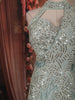 Soft Pastel Sage Green Sequins and Beads Embroidered Design Georgette Party Wear Lehenga