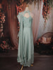 Soft Pastel Sage Green Sequins and Beads Embroidered Design Georgette Party Wear Lehenga