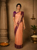 Soft Peach Butta Woven Design Pure Kanchipuram Silk Saree with Contrast Zari Border