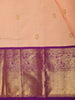 Soft Peach Butta Woven Design Pure Kanchipuram Silk Saree with Contrast Zari Border