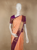 Soft Peach Butta Woven Design Pure Kanchipuram Silk Saree with Contrast Zari Border