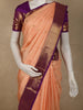 Soft Peach Butta Woven Design Pure Kanchipuram Silk Saree with Contrast Zari Border