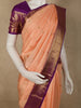 Soft Peach Butta Woven Design Pure Kanchipuram Silk Saree with Contrast Zari Border