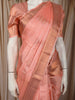 Soft Peach Butta Zari Woven Design Pure Kanchipuram Silk Saree with Zari Border