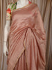 Soft Peach Checked Zari Woven Design Pure Tussar Saree with Designer Border