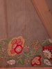 Soft Peach Coral Floral Thread Embroidered Design Net Fancy Saree with Floral Border