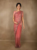 Soft Peach Floral Embroidered Design Net Designer Saree