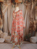 Soft Peach Floral Printed Design Chiffon Anarkali Gown with Dupatta