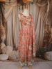 Soft Peach Floral Printed Design Chiffon Anarkali Gown with Dupatta