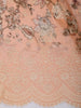 Soft Peach Floral Printed Design Georgette Fancy Saree with Scalloped Border
