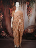 Soft Peach Floral Printed Design Georgette Fancy Saree with Scalloped Border