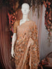 Soft Peach Floral Printed Design Georgette Fancy Saree with Scalloped Border