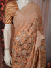 Soft Peach Floral Printed Design Georgette Fancy Saree with Scalloped Border