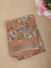 Soft Peach Floral Printed Design Linen Cotton Casual Wear Saree