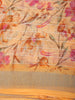 Soft Peach Floral Printed Design Linen Cotton Saree with Zari Border
