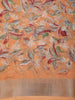 Soft Peach Floral Printed Design Mixed Cotton Casual Wear Saree