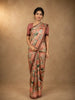Soft Peach Floral Printed Design Pure Tussar Silk Saree