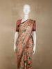 Soft Peach Floral Printed Design Pure Tussar Silk Saree