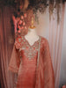 Soft Peach Floral Sequins and Beads Embroidered Design Tissue Silk Straight Cut Salwar Suit with Matching Dupatta