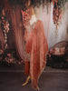 Soft Peach Floral Sequins and Beads Embroidered Design Tissue Silk Straight Cut Salwar Suit with Matching Dupatta
