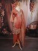 Soft Peach Floral Sequins and Beads Embroidered Design Tissue Silk Straight Cut Salwar Suit with Matching Dupatta