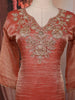 Soft Peach Floral Sequins and Beads Embroidered Design Tissue Silk Straight Cut Salwar Suit with Matching Dupatta