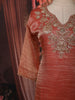 Soft Peach Floral Sequins and Beads Embroidered Design Tissue Silk Straight Cut Salwar Suit with Matching Dupatta