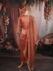 Soft Peach Floral Sequins and Beads Embroidered Design Tissue Silk Straight Cut Salwar Suit with Matching Dupatta