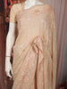 Soft Peach Floral Sequins and Thread Embroidered Design Georgette Saree with Floral Border