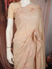 Soft Peach Floral Sequins and Thread Embroidered Design Georgette Saree with Floral Border