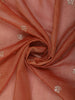 Soft Peach Floral Thread Embroidered Design Pure Organza Saree with Scalloped Border