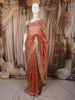 Soft Peach Floral Thread Embroidered Design Pure Organza Saree with Scalloped Border