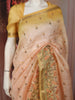 Soft Peach Floral Thread Embroidered Design Pure Tussar Saree