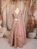 Soft Peach Floral Vine Sequins and Multicolor Stone Embroidered Design Banarasi Silk Bridal Lehenga with Matching Dupatta